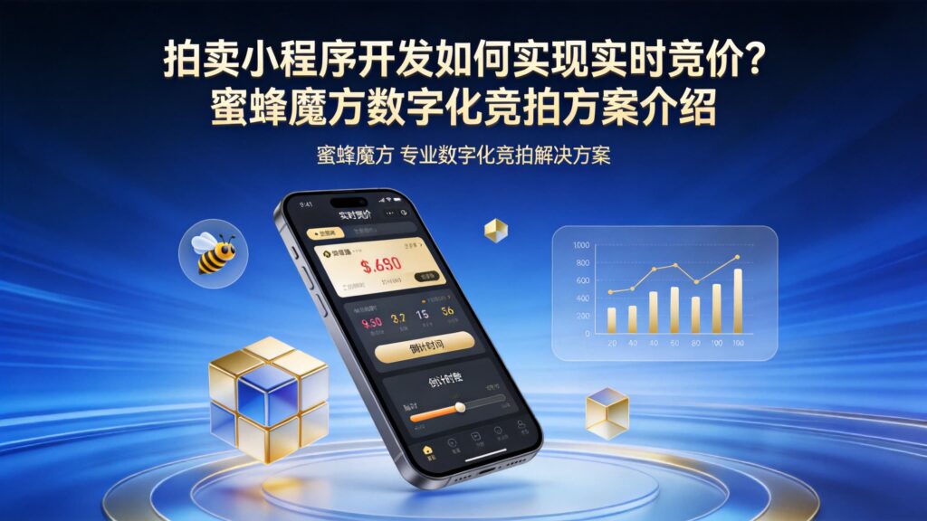 当前图片没有替代文字。文件名为:jimeng-2026-09-24-2940-标题为拍卖小程序开发如何实现实时竞价?蜜蜂魔方数字化竞拍方案介绍-生成抖音短视频.jpg