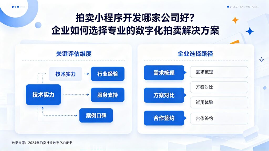 当前图片没有替代文字。文件名为:jimeng-2026-10-09-6442-标题为拍卖小程序开发哪家公司好?企业如何选择专业的数字化拍卖解决方案-生成图片上.jpg