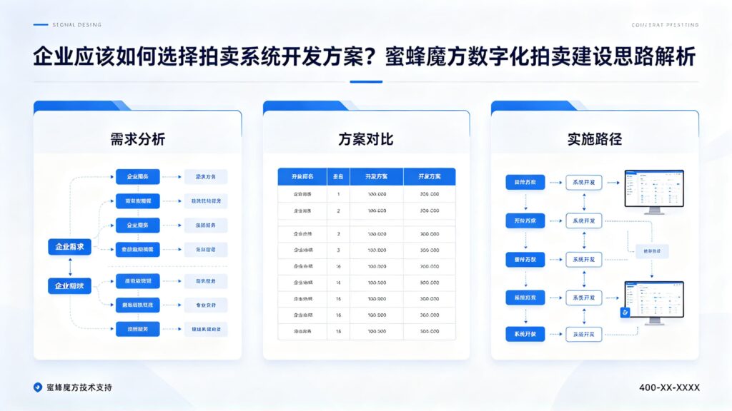 当前图片没有替代文字。文件名为:jimeng-2026-10-12-1230-标题为-企业应该如何选择拍卖系统开发方案?蜜蜂魔方数字化拍卖建设思路解析-生.jpg